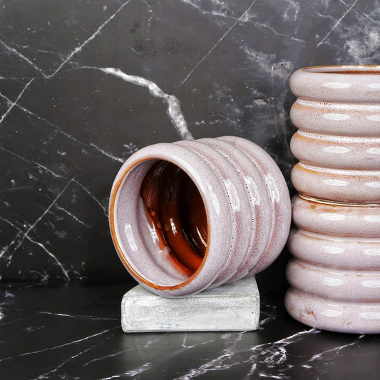 Keramik Übertopf ANDRIA mit Lavendel-Akzent, 9 cm – potflourri