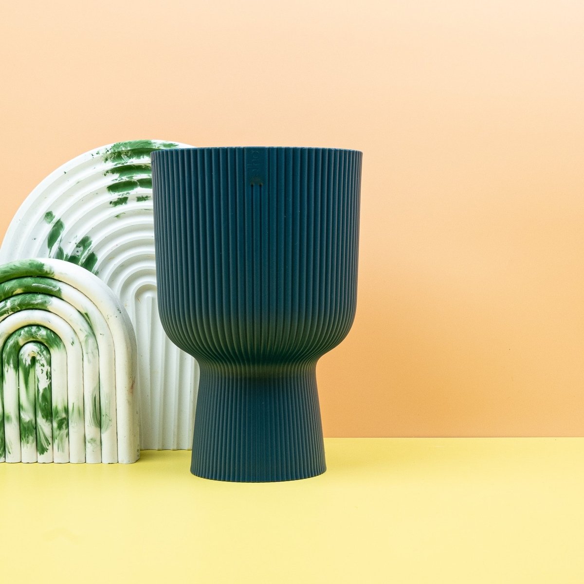 Übertopf Elho Vibes Fold Rund Coupe Tiefenblau, Gesamtansicht