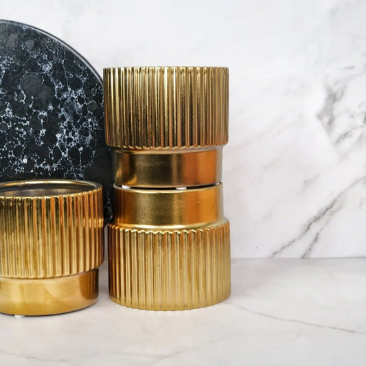 Keramik Übertopf GRIMAUD in Gold, 10 cm – potflourri