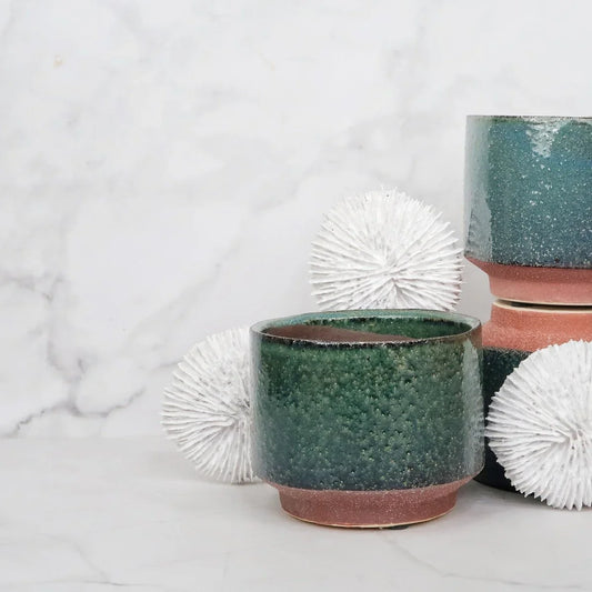 Keramik Übertopf LILLE in hellem Grün-Blau, 11 cm – potflourri