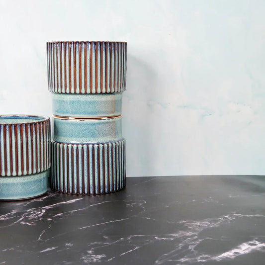 Keramik Übertopf LOANO in Türkis-Blau, 10 cm – potflourri