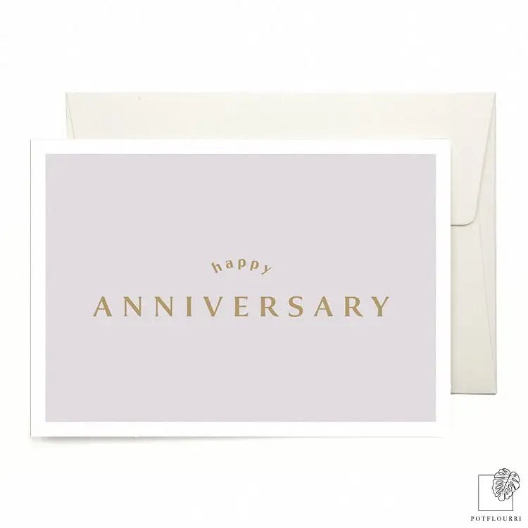 Grußkarte „Happy Anniversary" aus cremeweißem Recyclingpapier – potflourri