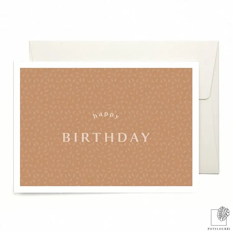 Grußkarte „Happy Birthday" aus cremeweißem Recyclingpapier – potflourri