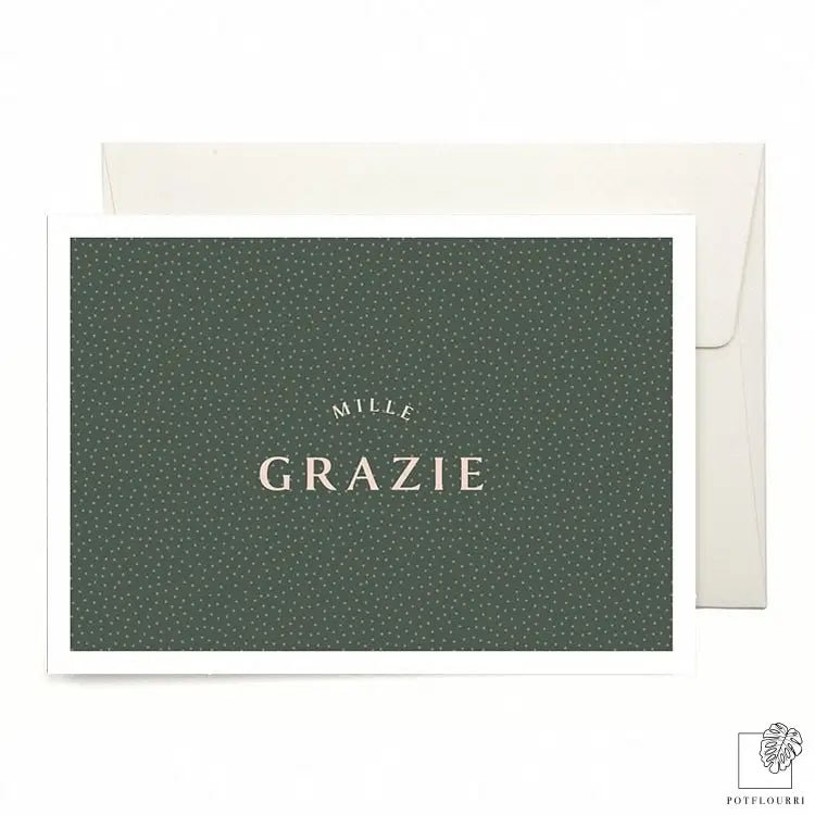 Grußkarte „Mille Grazie" aus cremeweißem Recyclingpapier – potflourri