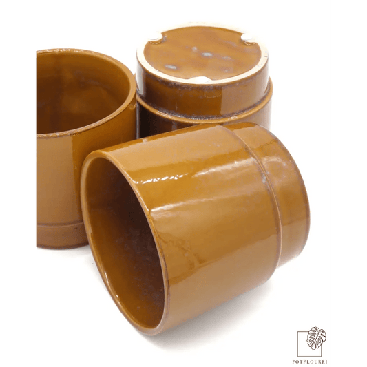 Keramik-Übertopf TUNIS in Caramel-Zimt, 12 cm – potflourri