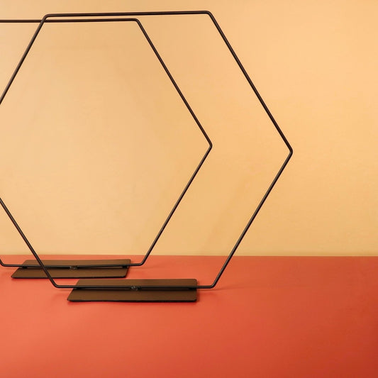 Airplant Holder Hexagon Black aus robustem Metall – potflourri