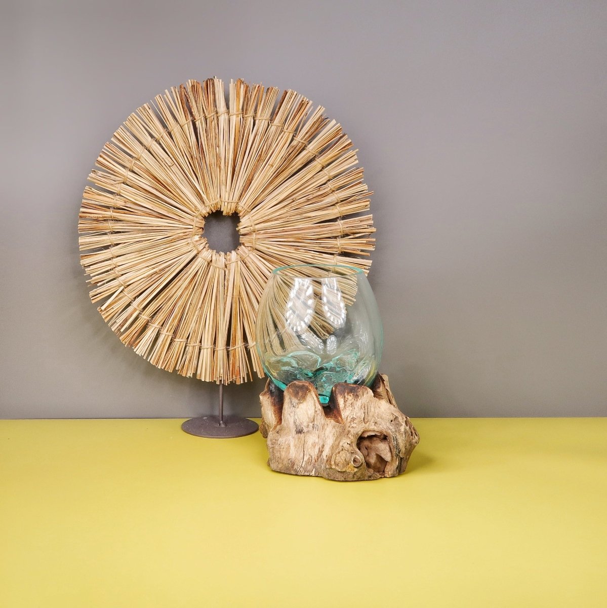 Airplant Holder Root Alvsbyn aus Teakwurzel mit Glas – potflourri
