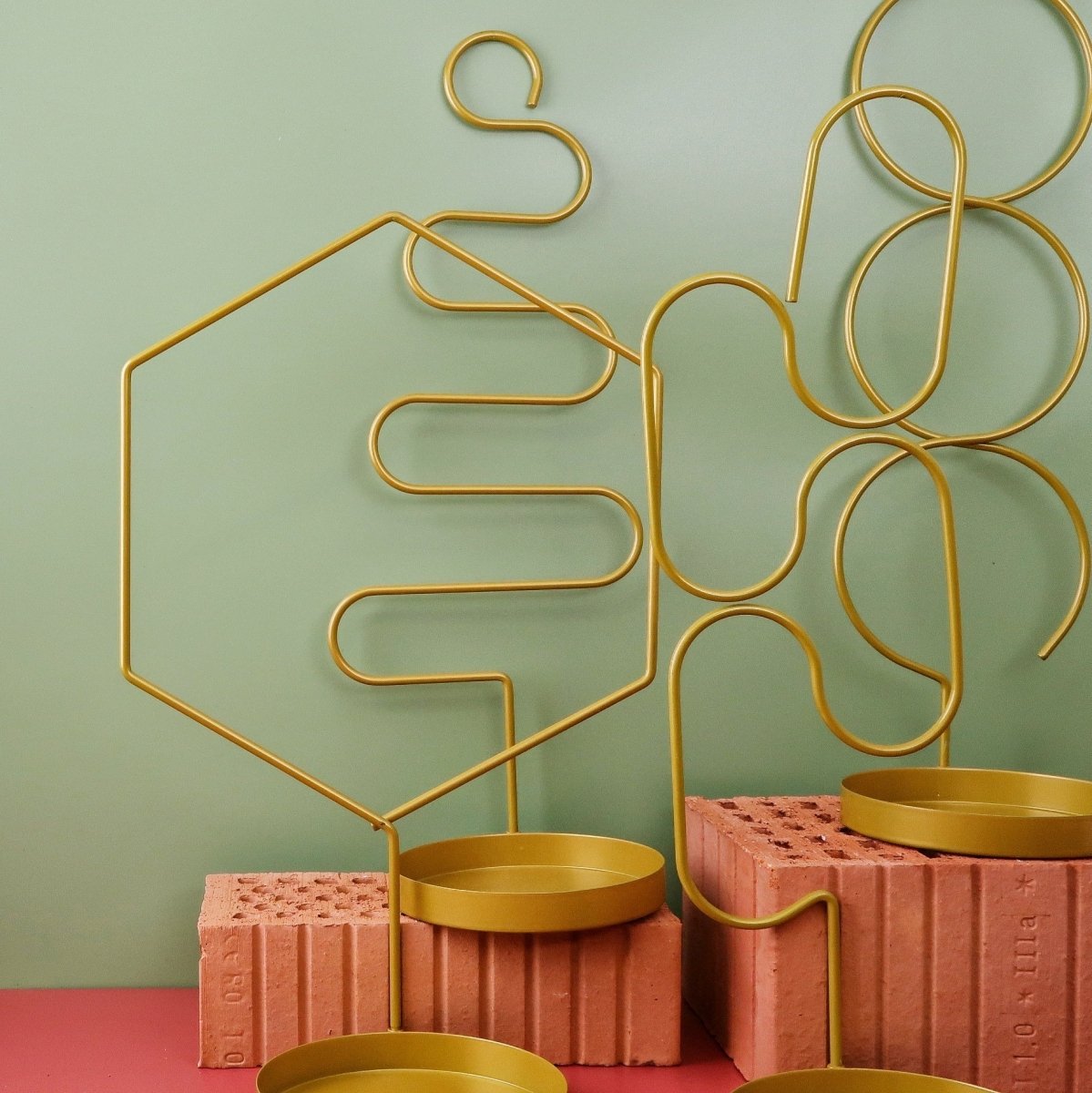 Pflanzenstütze Esschert Geo Stand Gold, Form Hexagon, Höhe 41 cm