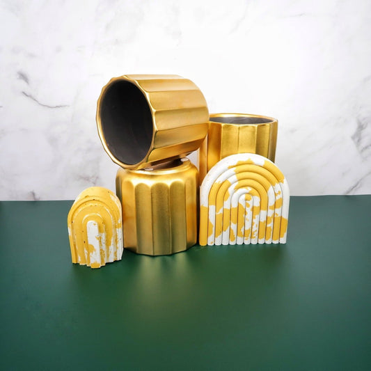 Keramik-Übertopf CANNES in Gold, 11 cm – potflourri