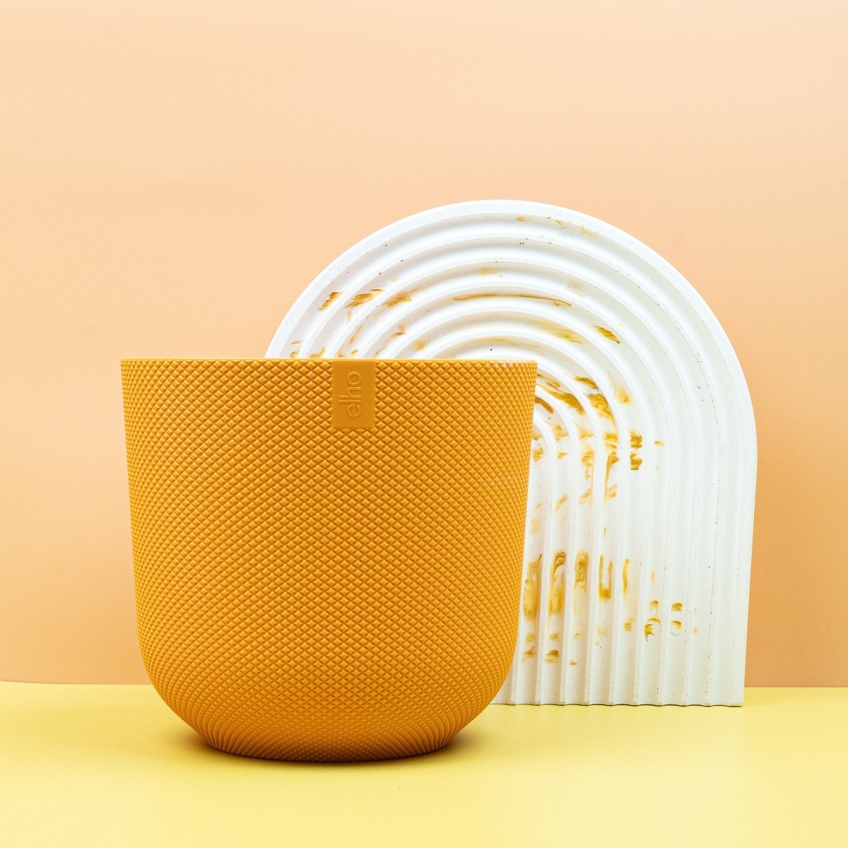 Übertopf Elho Jazz Rund Ambergelb aus 100% Recycling-Kunststoff