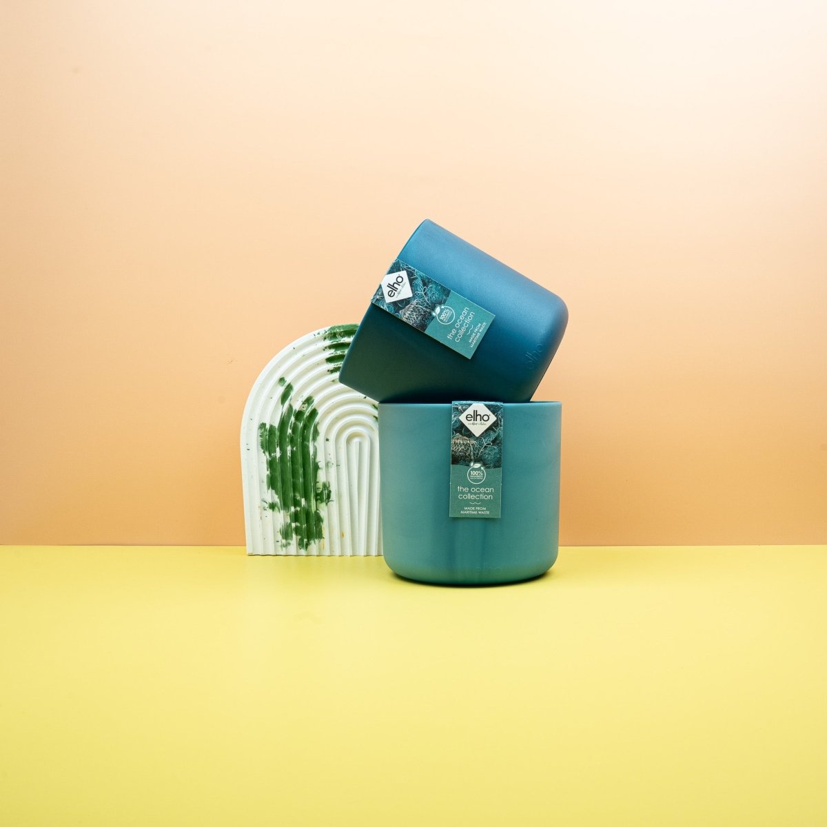 Übertopf Elho Ocean Collection Atlantikblau aus Meeresabfall – potflourri
