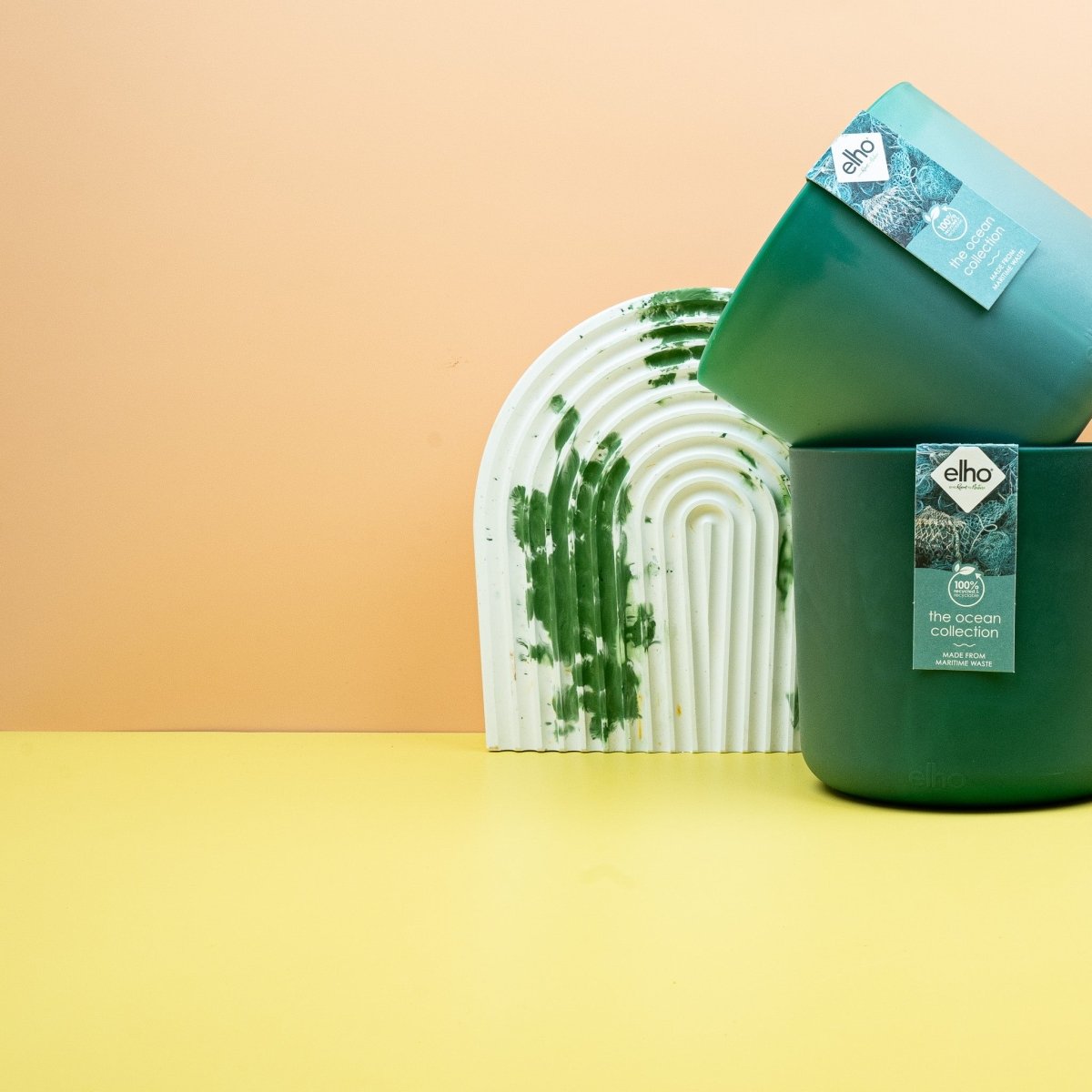 Übertopf Elho Ocean Collection Pazifikgrün aus recycelten Fischernetzen