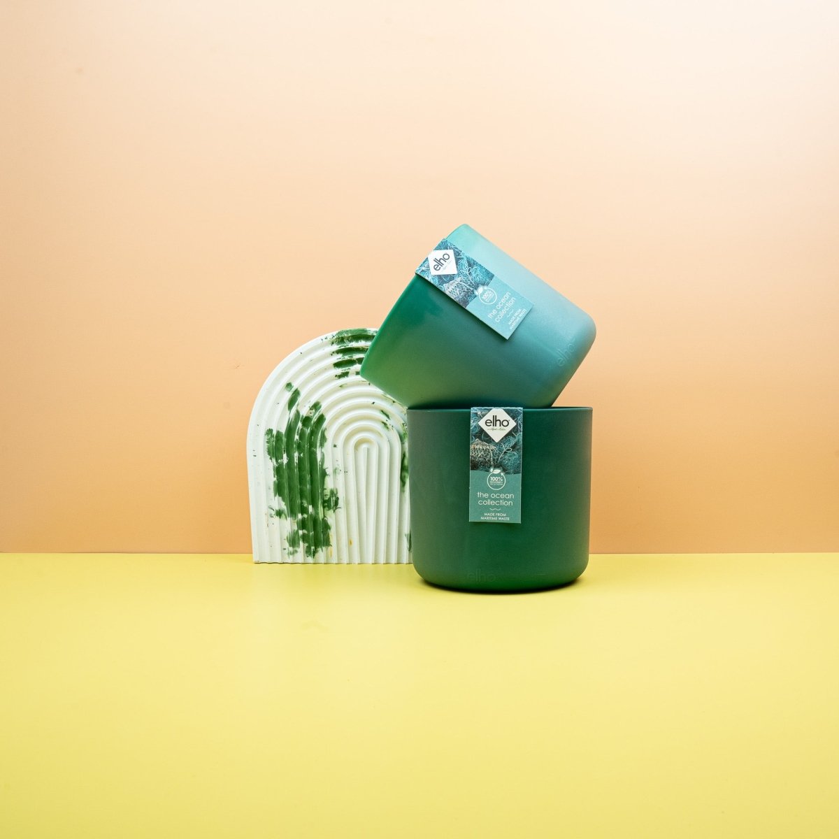 Übertopf Elho Ocean Collection Pazifikgrün, Marmoreffekt – potflourri