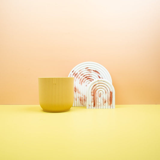 Übertopf Elho Vibes Fold Rund Buttergelb, sanftes Gelb – potflourri