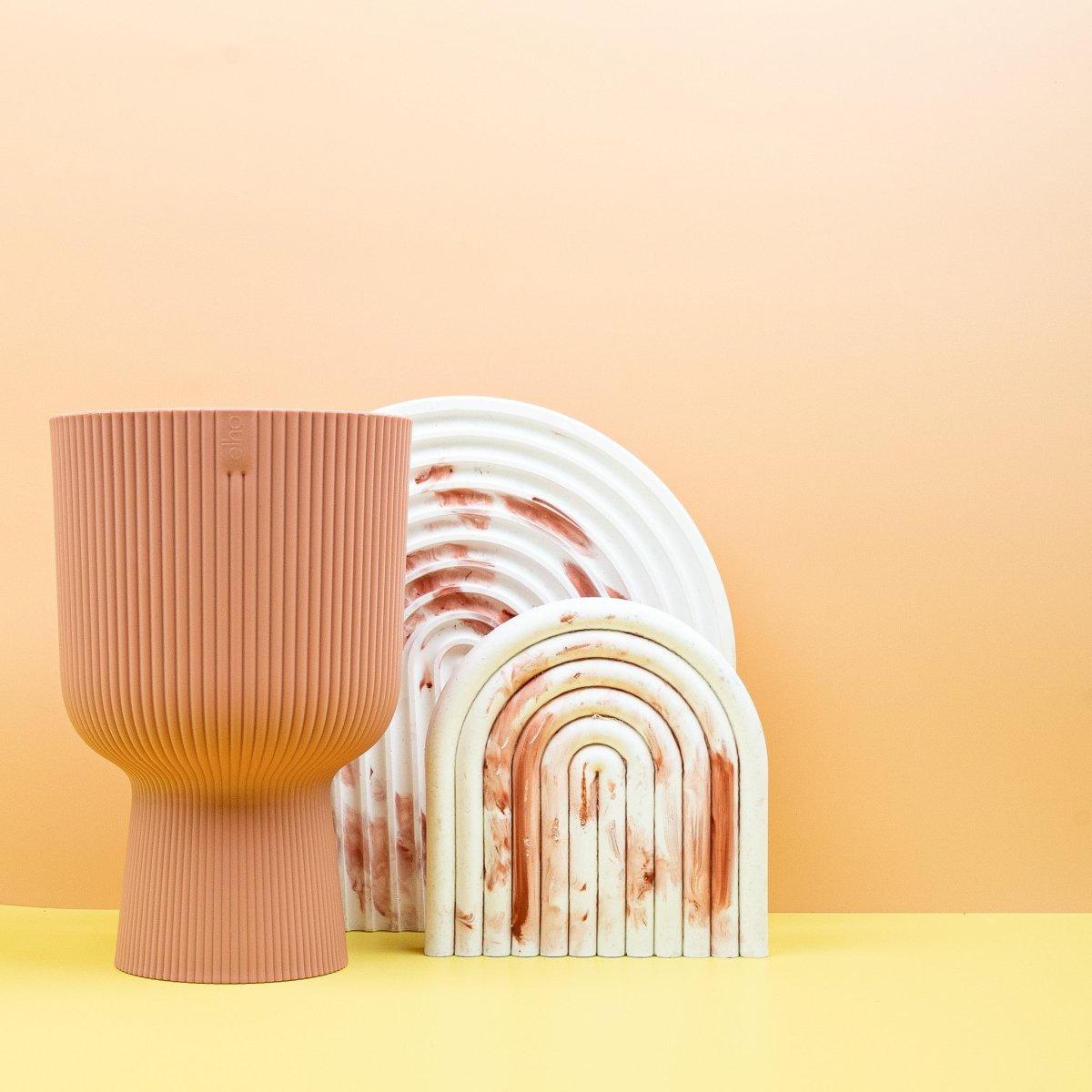 Übertopf Elho Vibes Fold Rund Coupe Zartrosa aus Recycling-Kunststoff