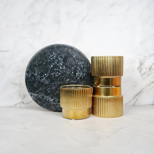 Keramik Übertopf GRIMAUD in Gold, 10 cm – potflourri
