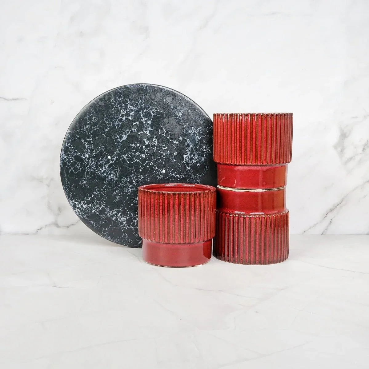 Keramik Übertopf HYERES in auffälligem Rot, 10 cm – potflourri