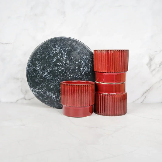 Keramik Übertopf HYERES in auffälligem Rot, 10 cm – potflourri