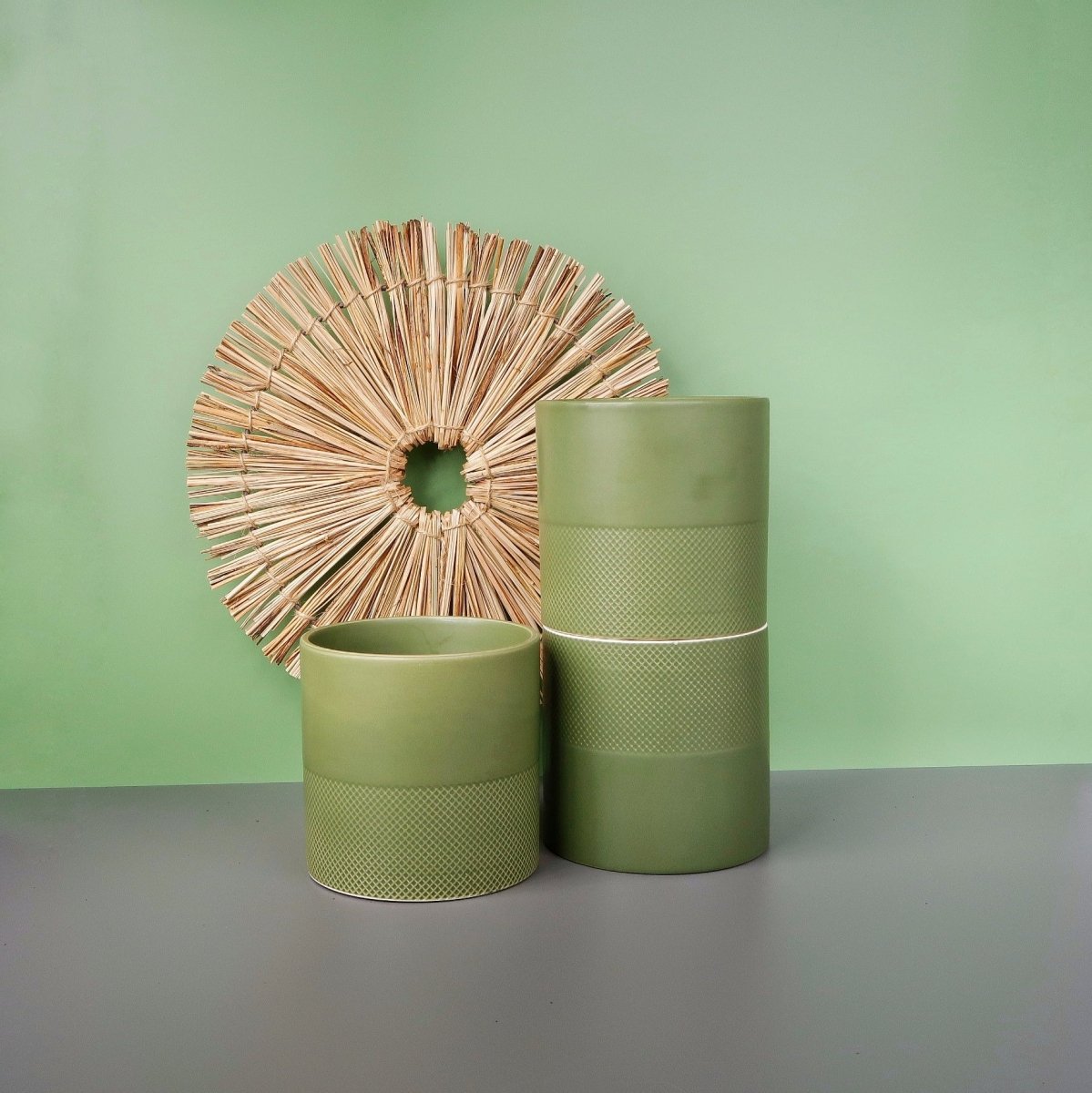 Steingut-Übertopf KAMPALA in Grün, 12 cm – potflourri