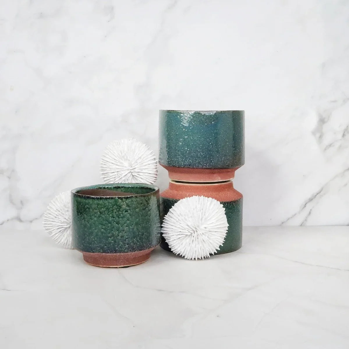 Keramik Übertopf LILLE in hellem Grün-Blau, 11 cm – potflourri
