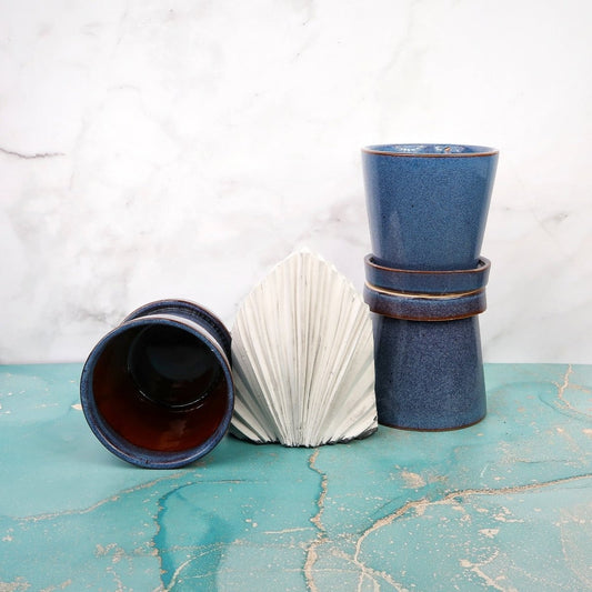 Keramik-Übertopf MALANG in Meeresblau, 9 cm – potflourri
