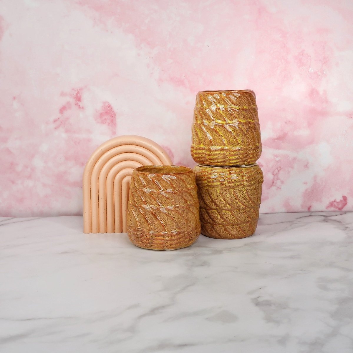 Keramik Übertopf MANRESA in Orange, 7–8 cm – potflourri