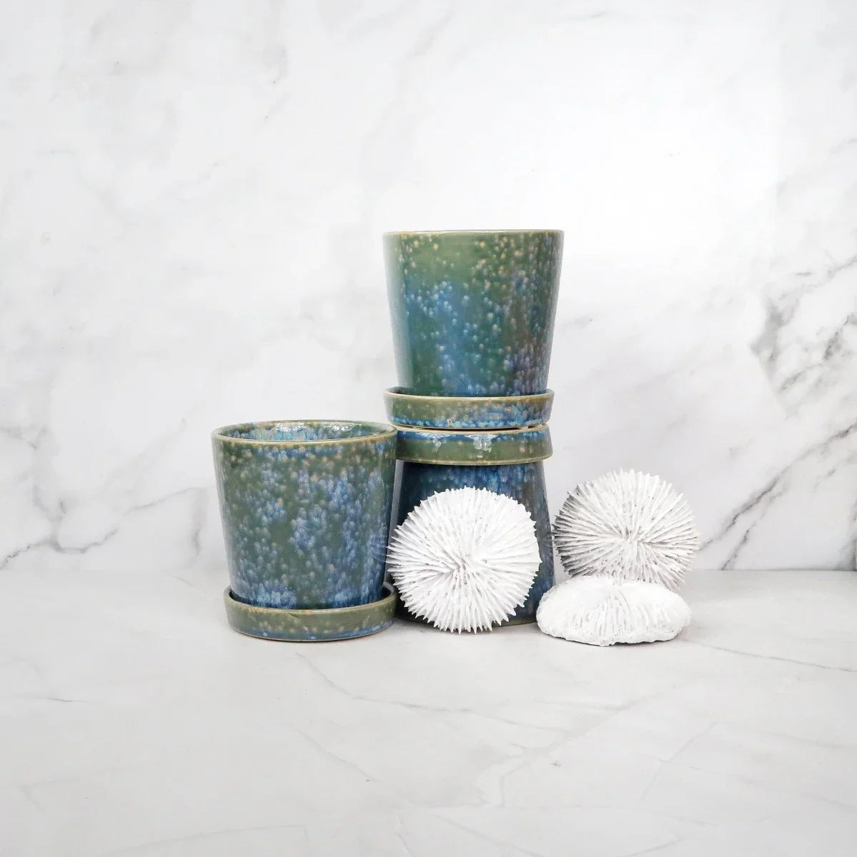 Keramik Übertopf MEREA in Grün-Blau, 11 cm – potflourri