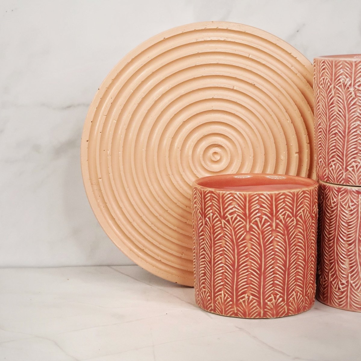 Keramik-Übertopf SARAGOSSA in Melone (Orange-Ton)
