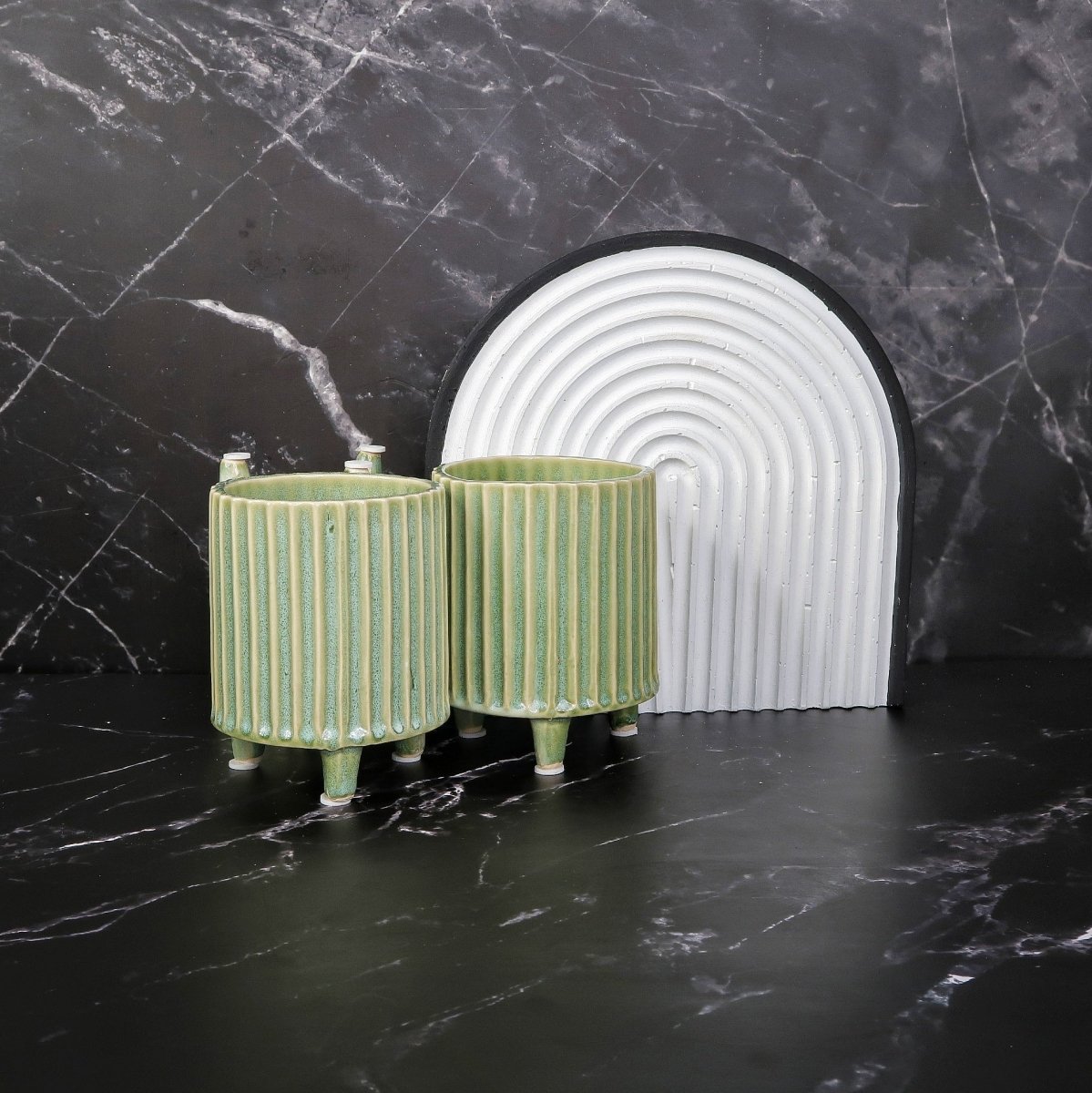 Keramik Übertopf VILNIUS in Grün, 8 cm – potflourri