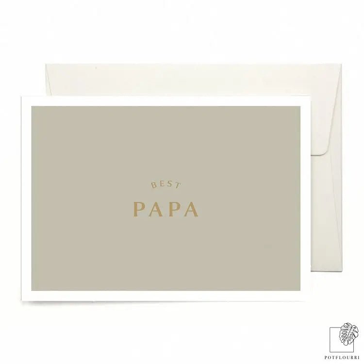 Grußkarte „Best Papa" aus cremeweißem Recyclingpapier – potflourri