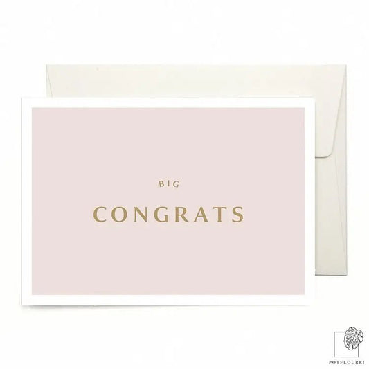 Grußkarte „Big Congrats" aus cremeweißem Recyclingpapier – potflourri