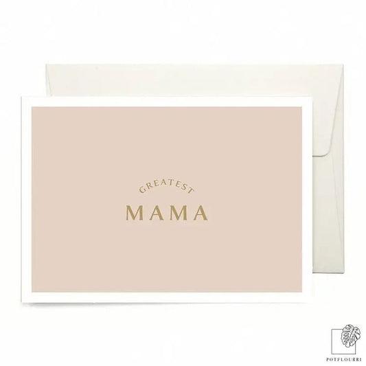Grußkarte „Greatest Mama" aus cremeweißem Recyclingpapier – potflourri