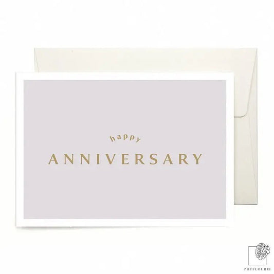 Grußkarte „Happy Anniversary" aus cremeweißem Recyclingpapier – potflourri
