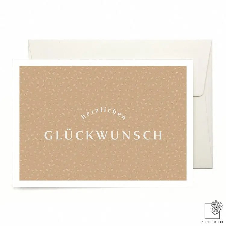 Grußkarte „Herzlichen Glückwunsch" aus cremeweißem Recyclingpapier – potflourri