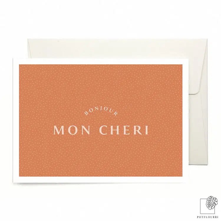 Grußkarte „Mon Cheri" aus cremeweißem Recyclingpapier – potflourri