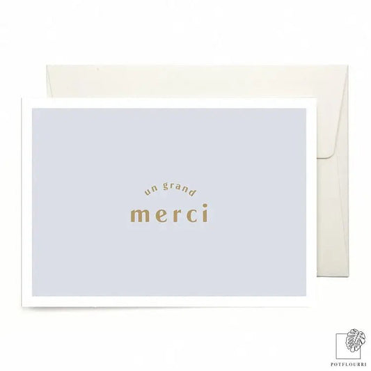 Grußkarte „Un Grand Merci" aus cremeweißem Recyclingpapier – potflourri