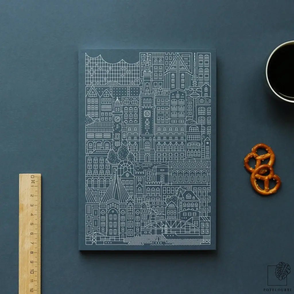 Notizbuch Hamburg A5 Journal mit Hamburg-Illustrationen – potflourri