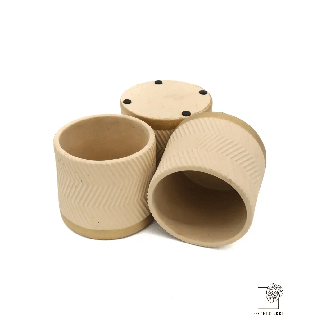 Steingut-Übertopf TEHERAN in Wüstensand-Optik, 12 cm – potflourri