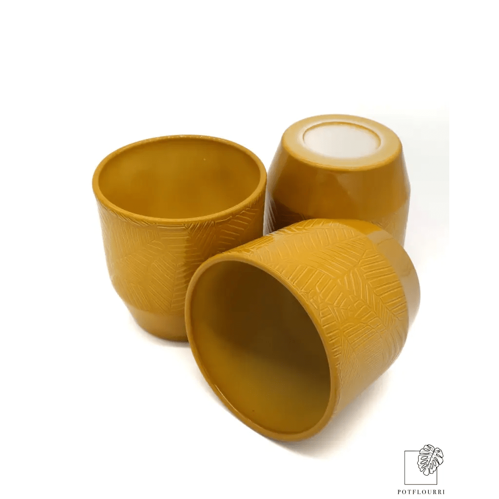 Keramik-Übertopf TIJUANA mit Palmenblatt-Struktur, 12 cm – potflourri