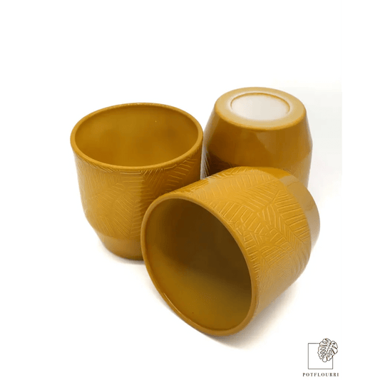 Keramik-Übertopf TIJUANA mit Palmenblatt-Struktur, 12 cm – potflourri