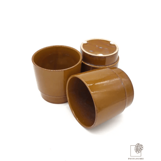 Keramik-Übertopf TUNIS in Caramel-Zimt, 12 cm – potflourri