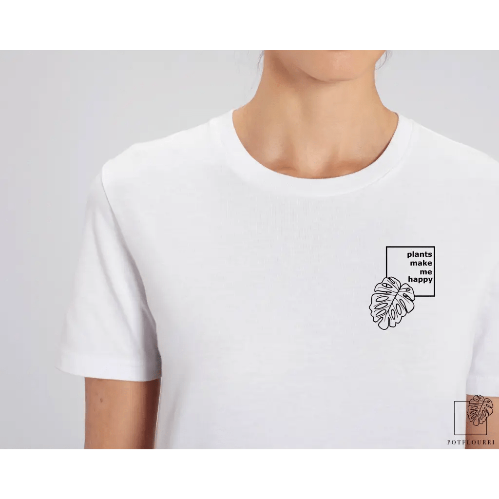Unisex T-Shirt Weiß mit Motiv „Plants Make Me Happy"